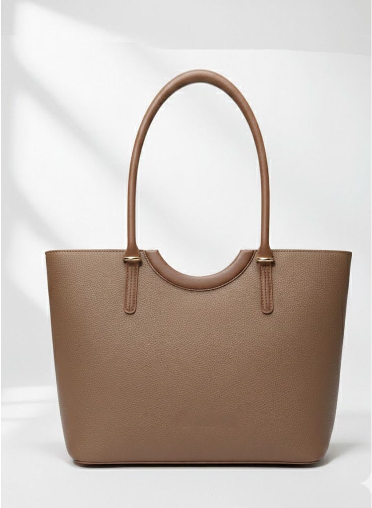 FUMES Women’s Structured Tote Handbag – Premium Textured Leather Finish, Dual Top Handle, Everyday Office & Casual Bag - Image 1